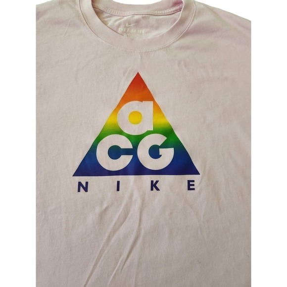 Nike ACG Men's Tshirt Pink XXL cotton pride LGBTQ+  small flaw see pics. Rainbow - Picture 1 of 9